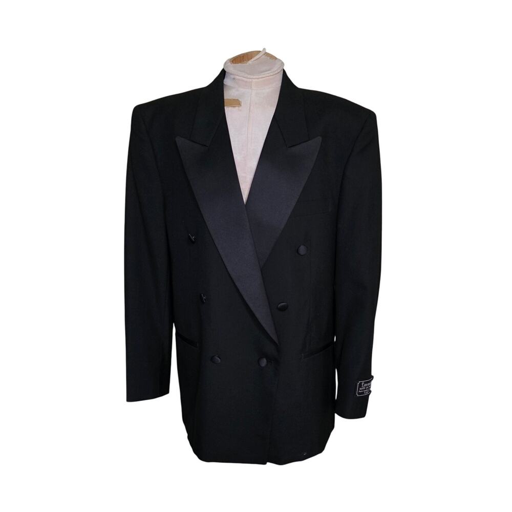 Lucasini Vintage Jacket Blazer Wool 43/37 Black Tuxedo NWT